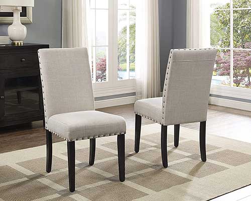 Roundhill Furniture Biony Tan Fabric Dining Chairs