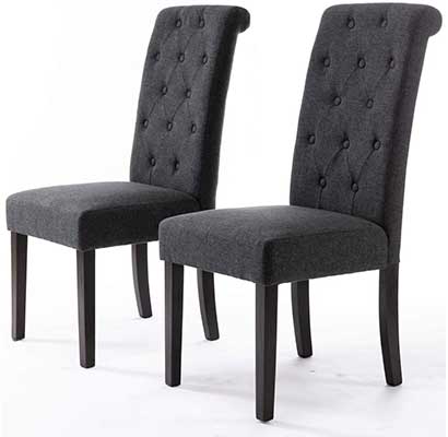 DininL Fur Dining Chair Kitchen Chair Set of 2