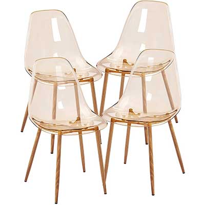 GreenForest Acrylic Ghost Chairs Set of Four