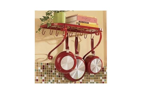 VDOMUS Red Kitchen Pot Rack