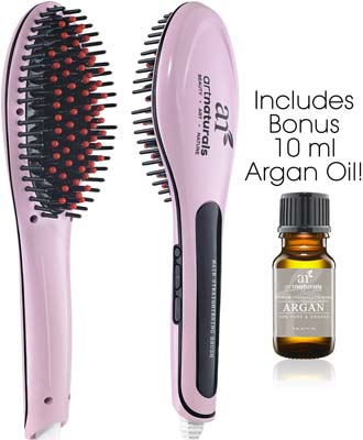 Art Naturals Hair Straightener Brush With Bonus Argan Oil 10ml
