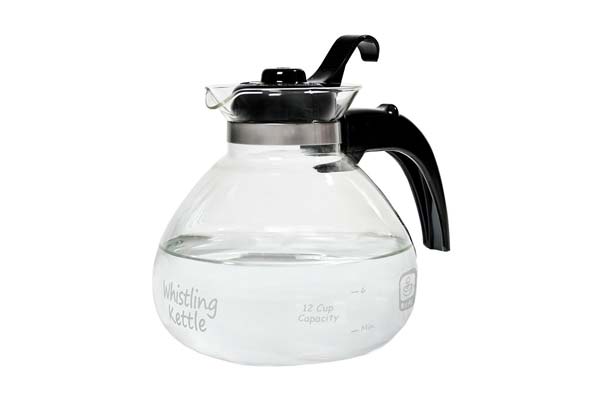 Medelco 12-Cup Glass Stovetop Whistling Kettle