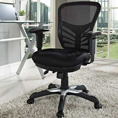 LexMod Articlate Black Mesh Chair 