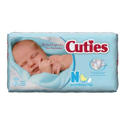 Cuties Baby Diapers, Newborn, 42 Count