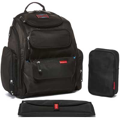 Bag Nation Diaper Bag Backpack with Stroller Straps, Changing Pad and Sundry Bag - Black