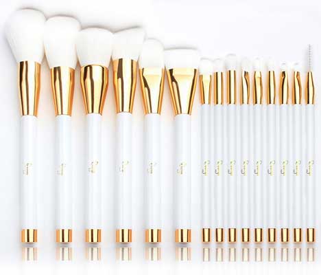 Qivange Brush Set, (15pcs, White With Gold )