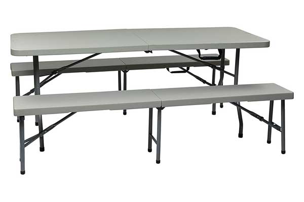 Office Star Resin 3-Piece Folding Bench and Table set