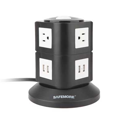 Power Strip, Safemore Smart 6-Outlet with 4-USB Surge Protection Power Socket