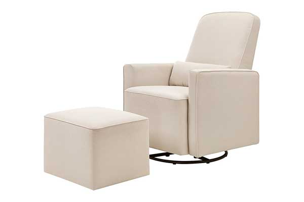 DaVinci Olive Upholstered Swivel Glider with Bonus Ottoman