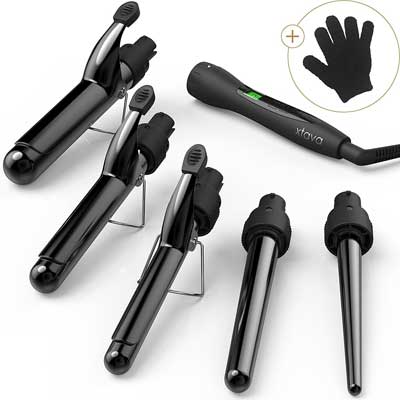 xtava Satin Wave 5-in-1 Curling Iron and Wand Set