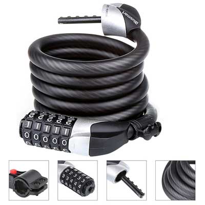 6-Feet Bike Cable Basic Self Coiling Bike lock