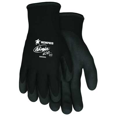 Memphis Glove N9690L Ninja Ice 15 Gauge Black Nylon Cold Weather Glove