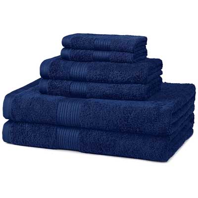 Amazon Basics Fade-Resistant Cotton 6-Piece Towel Set