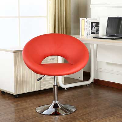 Roundhill Furniture Contemporary Chrome Adjustable Swivel Chair with Red Seat