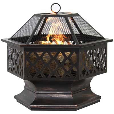 Best Choice Products BCP Hex Shaped Outdoor Home Garden Backyard Fireplace