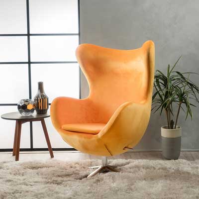 Glendon Arne Jacobsen Style New Velvet Swivel Contour Egg Chair