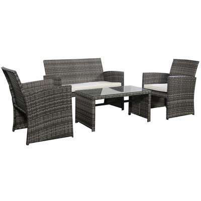 Goplus 4 PC Rattan Patio Furniture Set