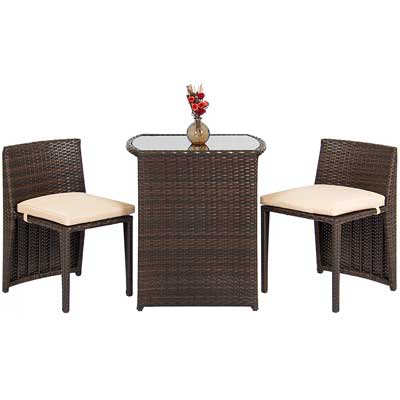 Best Choice Products Outdoor Patio Furniture Wicker 3pc Bistro Set