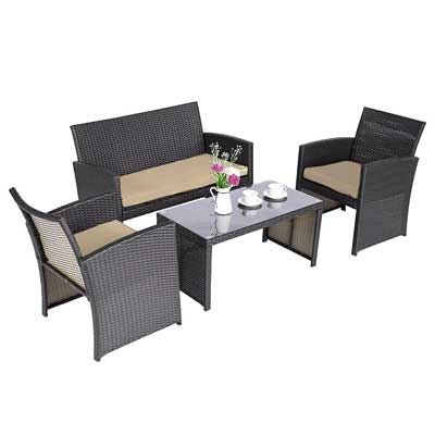 Cloud Mountain 4 Piece Rattan Furniture Set