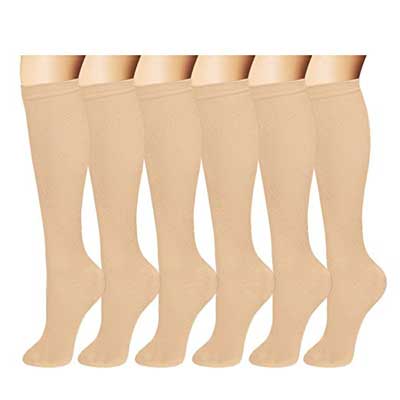 6 Pairs of Upgraded Knee High Graduated Compression socks for women and men
