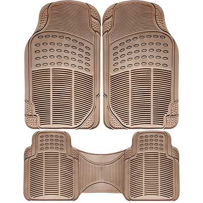 OxGord Universal Fit 3-Piece Full Set Ridged Heavy Duty Rubber Floor Mat