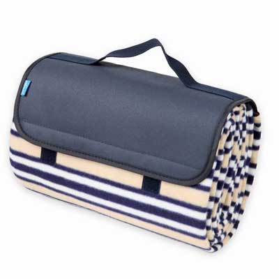 Yodo Outdoor Water-Resistant Picnic Blanket Tote, Fall-Winter Stripe