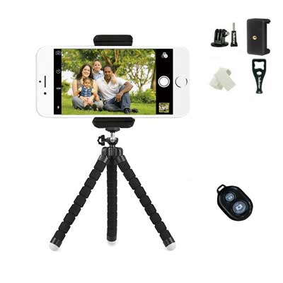 Phone Tripod, Sellemer Flexible and Adjustable Tripod Bluetooth Camera