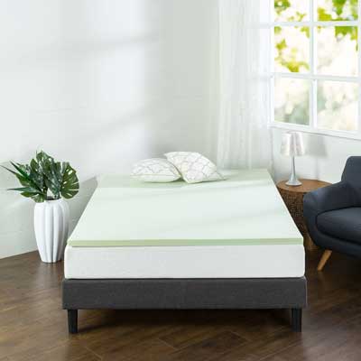 Zinus 1.5 Inch Green Tea Memory Foam Mattress Topper