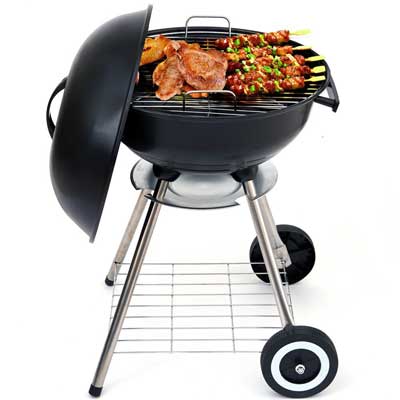 BEAU JARDIN 17-Inch Charcoal Kettle Grill with Steel Cooking