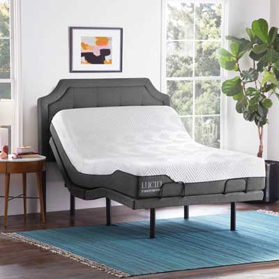 Lucid L300 Adjustable Bed Base, 12’’ Memory Foam Hybrid Mattress