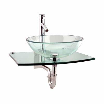 Halo Clear Tempered Glass Vessel Sink Complete Set