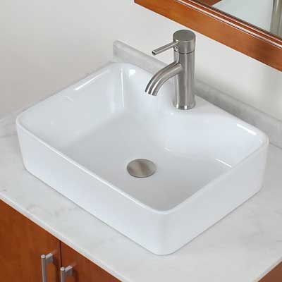 ELITE Bathroom Rectangle White Porcelain Ceramic Vessel Sink