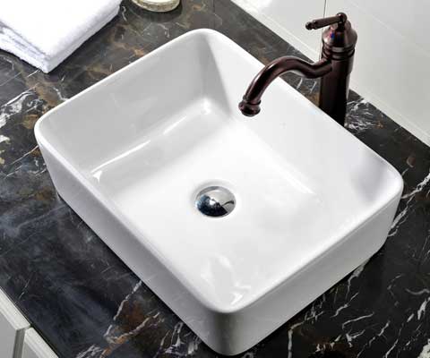 VCCUCINE Rectangular Above Counter Porcelain Ceramic Bathroom Vessel Vanity Sink