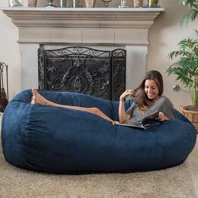 Great Deal Furniture Haley 6 Ft Faux Suede Microfiber Bean Bag