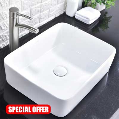 Comllen Above Counter White Porcelain Ceramic Bathroom Vessel Sink