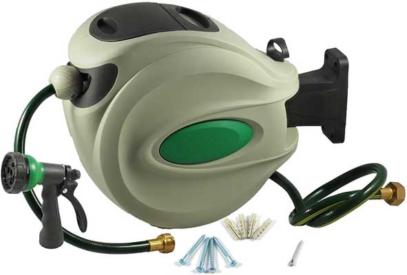 ikris Retractable Garden Water Hose Reel with 50 Feet Hose of 0.5 diameter