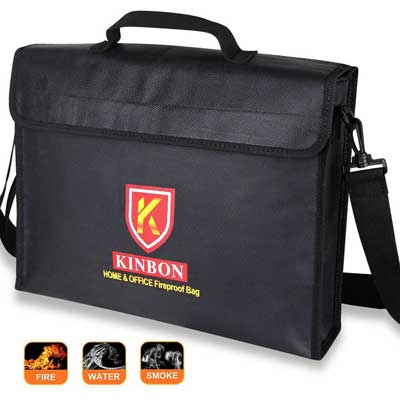 Fireproof Bag, KINBON Fireproof Waterproof Document Money File Bag