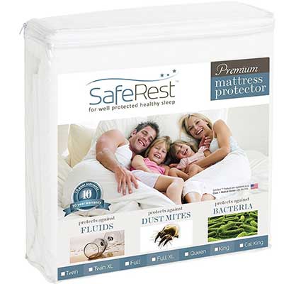 Queen Size SafeRest Premium Hypoallergenic Waterproof Mattress Protector