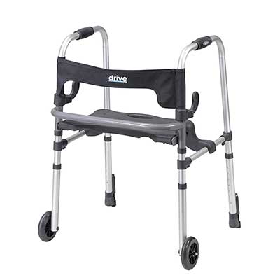 Drive Medical Clever-Lite LS Rollator Walker with Seat and Push Down Brakes, Gray