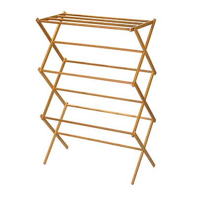 Household Essential 6524 Tall Indoor Folding Wooden Clothes Drying Rack
