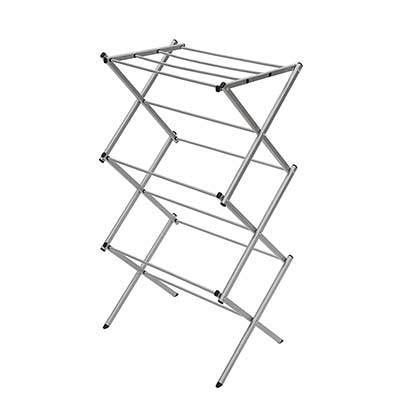STORAGE MANIAC 3-tier Folding Ant-Rust Compact Steel Clothes Drying Rack