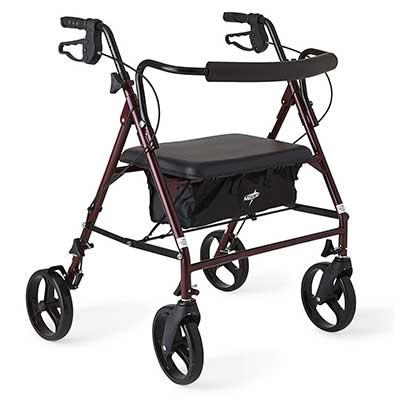 Medline Heavy Duty Bariatric Mobility Rollator with 8-Inch Deluxe Wheels