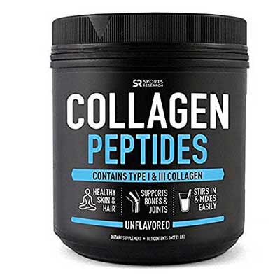 Sports Research Collagen Peptides Powder Unflavored Grass-Fed, Non-Gmo and Gluten Free