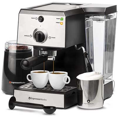 7 Pc All-in-One Espresso and Cappuccino Maker Machine Barista Bundle Set