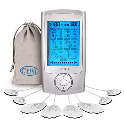 CUH 16 Modes Rechargeable TENS Unit with 8 Pads Portable Electronic Pulse Massager