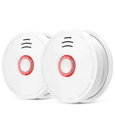 2 Pack Photoelectric Smoke Detector and Alarm, Battery-Operated