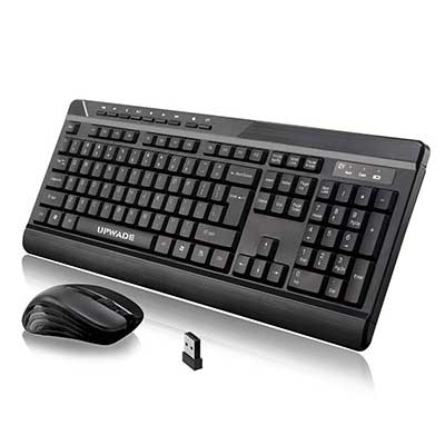 Wireless Keyboard and Mouse Combo UPWADE Full-Size Ergonomic Wireless Keyboard