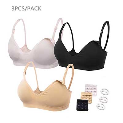 HOFISH 3 Pack Seamless Clip Down Deep V Neck Push Up Nursing Bras