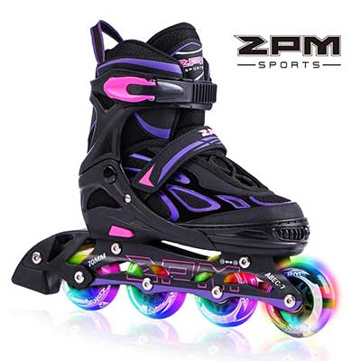 2 PM SPORTS Vinal Girls Adjustable Inline Skates with Light Up Wheels