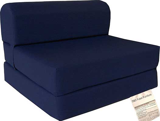 D&D Futon Furniture Navy Sleeper Chair Folding Foam Bed